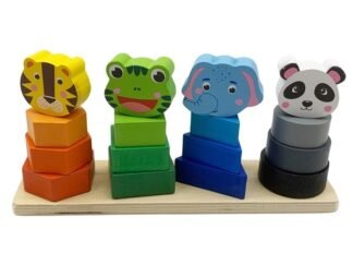Torre apilable Montessori en Madera Con Animales