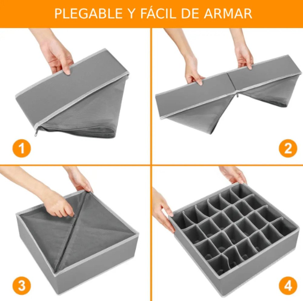 Organizador Ropa Interior Set De 4 Divisor Cajones Gris Gris - Imagen 6