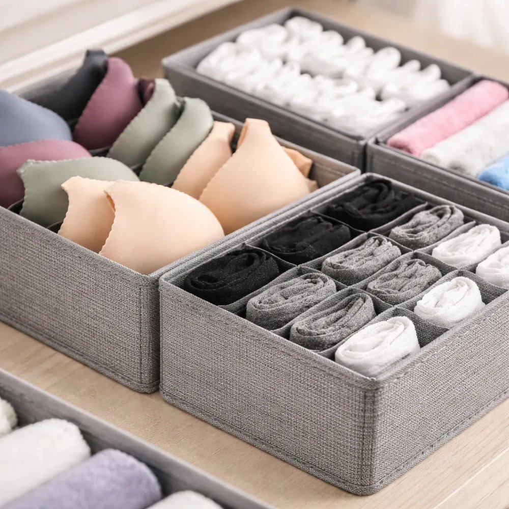 Organizador Ropa Interior Set De 4 Divisor Cajones Gris Gris - Imagen 10