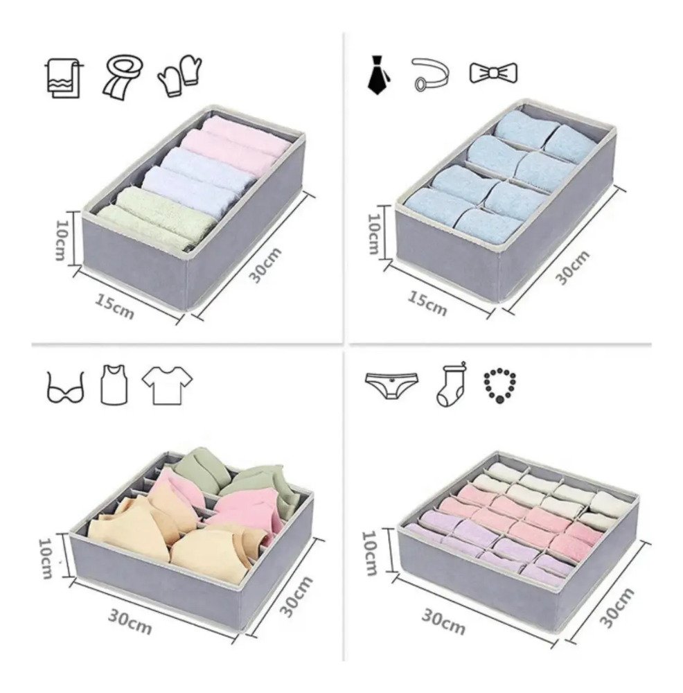 Organizador Ropa Interior Set De 4 Divisor Cajones Gris Gris - Imagen 8