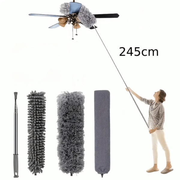 Plumero Extensible Telescópico 2,4m Microfibra Lavable