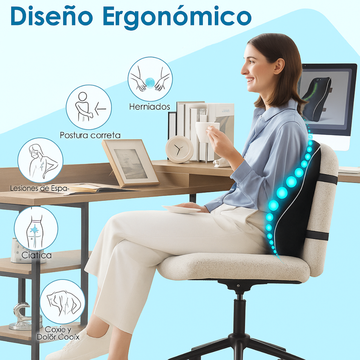 Almohadón De Soporte Lumbar De Espuma Viscoelástica - Image 2