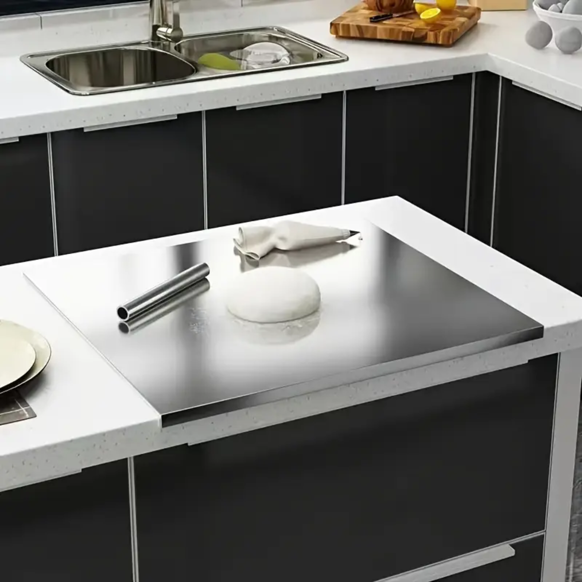 Tabla De Picar Acero Inoxidable Cocina En L 50x40cm - Image 4