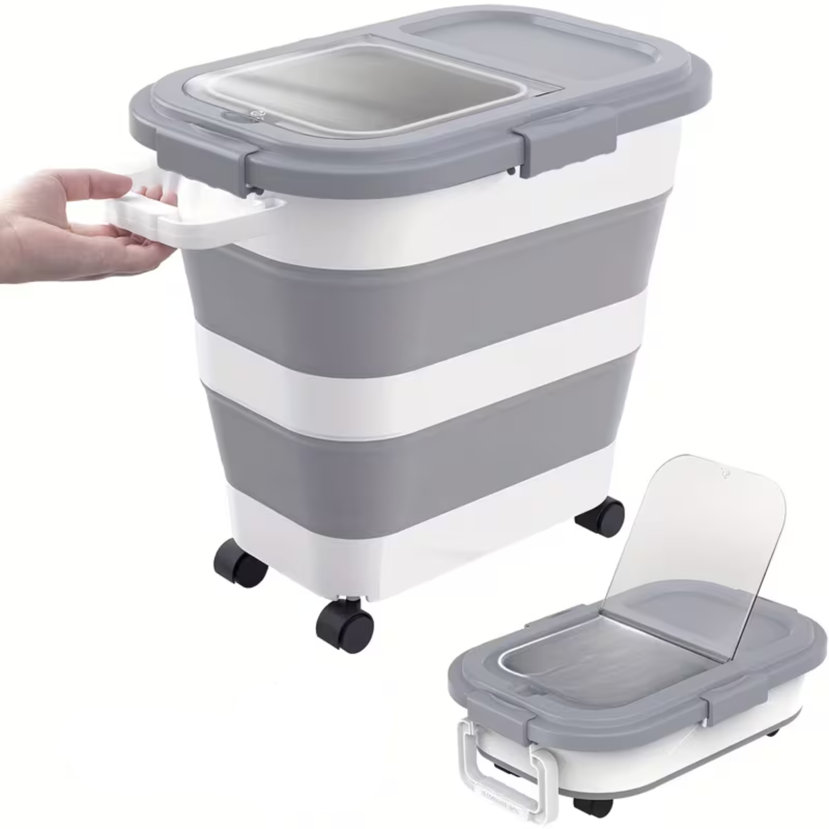 Contenedor Alimento Perro Gato Plegable Con Ruedas Hermético