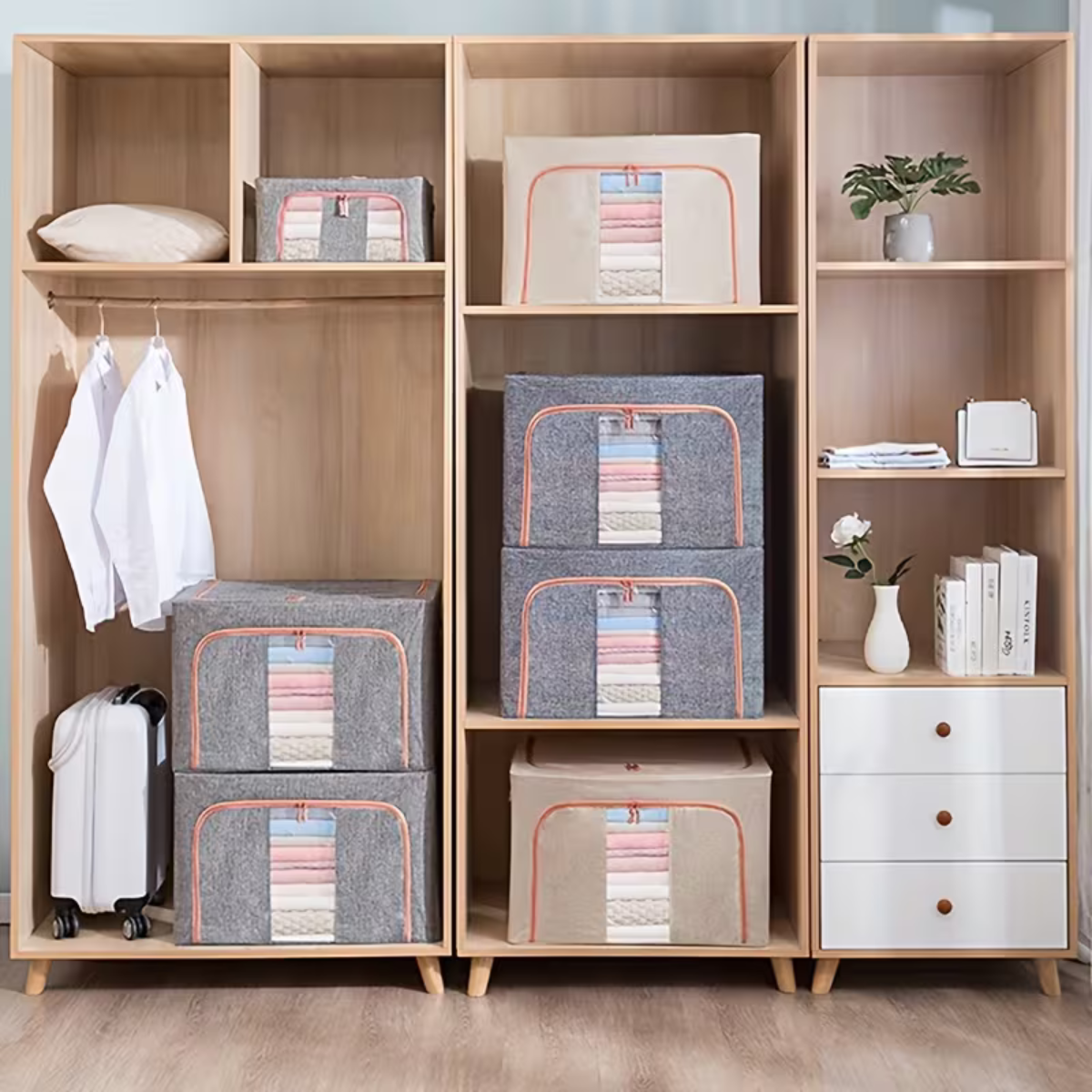 Set de 2 Organizadores De Ropa Estructura Metálica Apilable 100L - Image 3