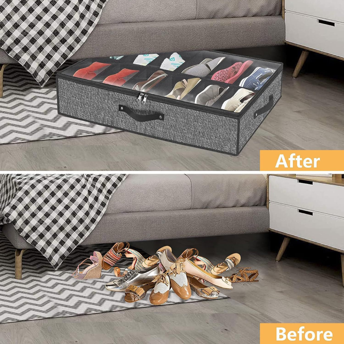 Set de 2 Organizadores de Zapatos Bajo Cama Con Visor - Image 2