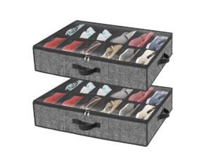 Set de 2 Organizadores de Zapatos Bajo Cama Con Visor