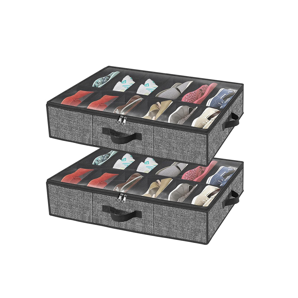 Set de 2 Organizadores de Zapatos Bajo Cama Con Visor
