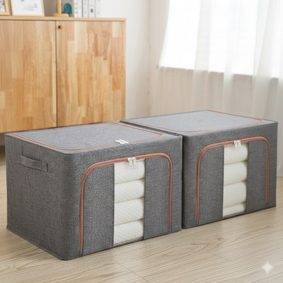 Set de 2 Organizadores De Ropa Estructura Metálica Apilable 100L