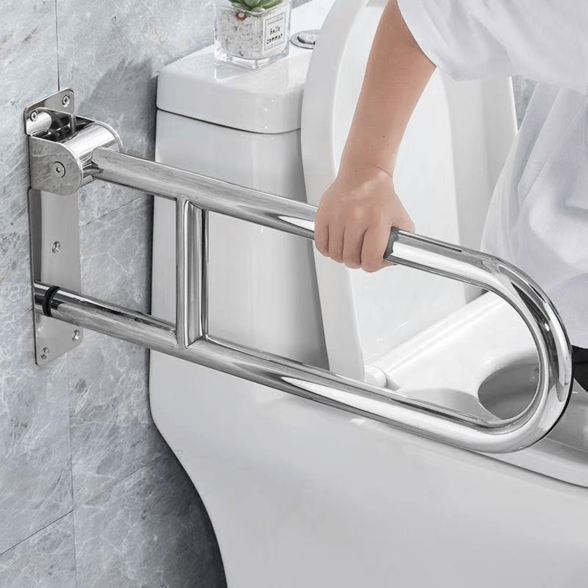 Agarradera Baño Rebatible Barra Apoyo Discapacitados Inox - Image 2