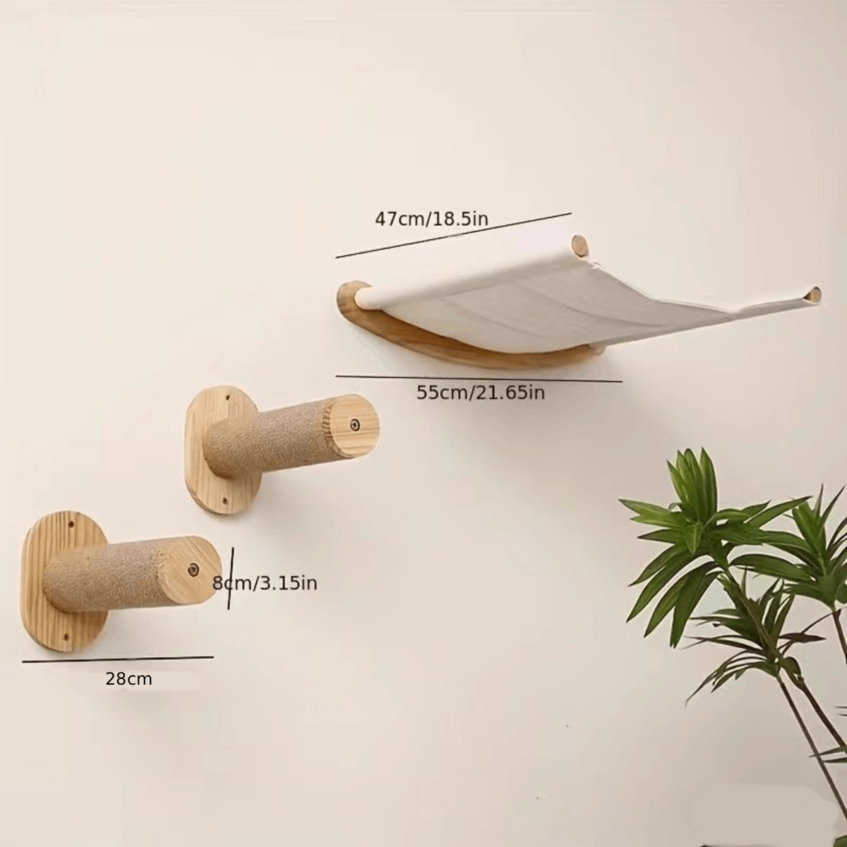 Rascador De Pared Para Gatos Con Hamaca Y Escaladores Sisal - Image 4