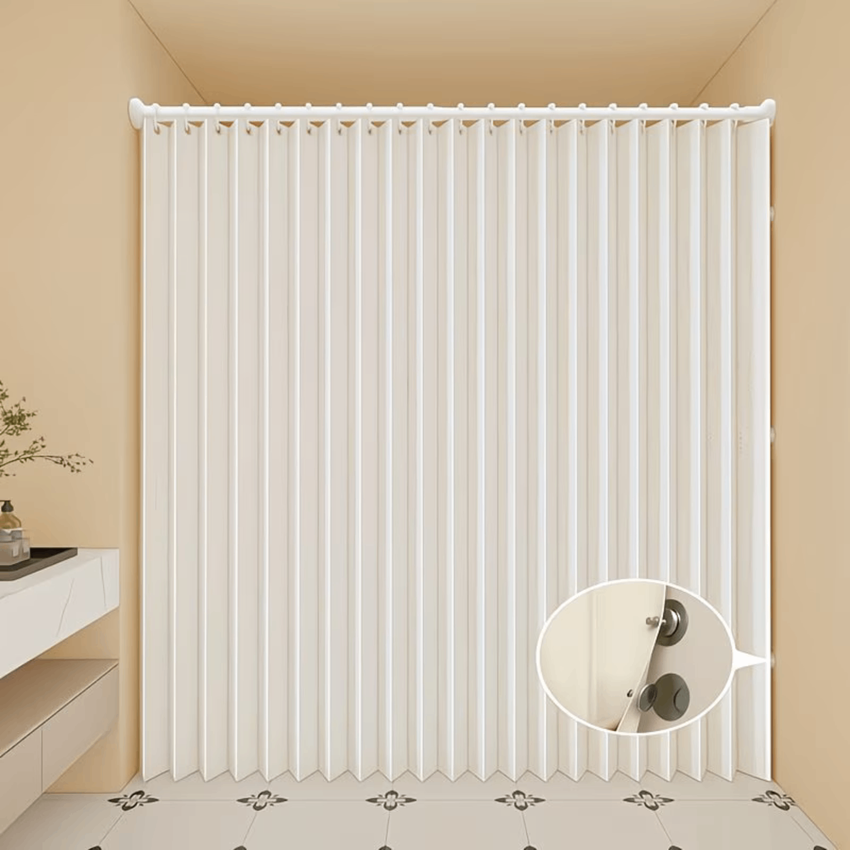 Cortina Baño Ducha Magnética 1,80x2m C/barrote Y Argollas - Image 4