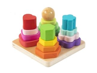 Juego Encastre Madera Arcoiris 4 Colores Niños