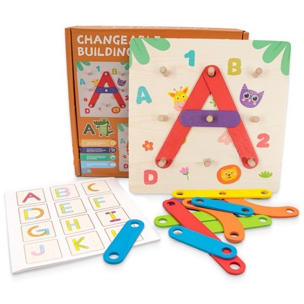Juego Montessori Madera Letras Numeros Figuras