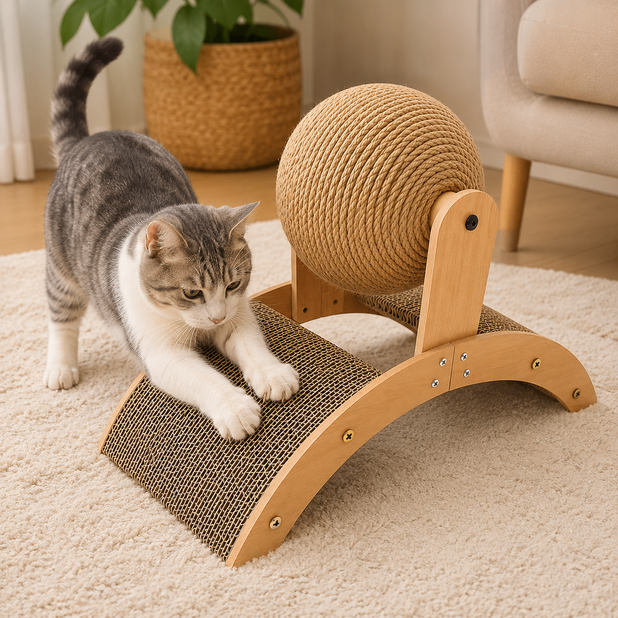Bola Rascador para Gatos con Cartón Corrugado 51 cm - Imagen 3