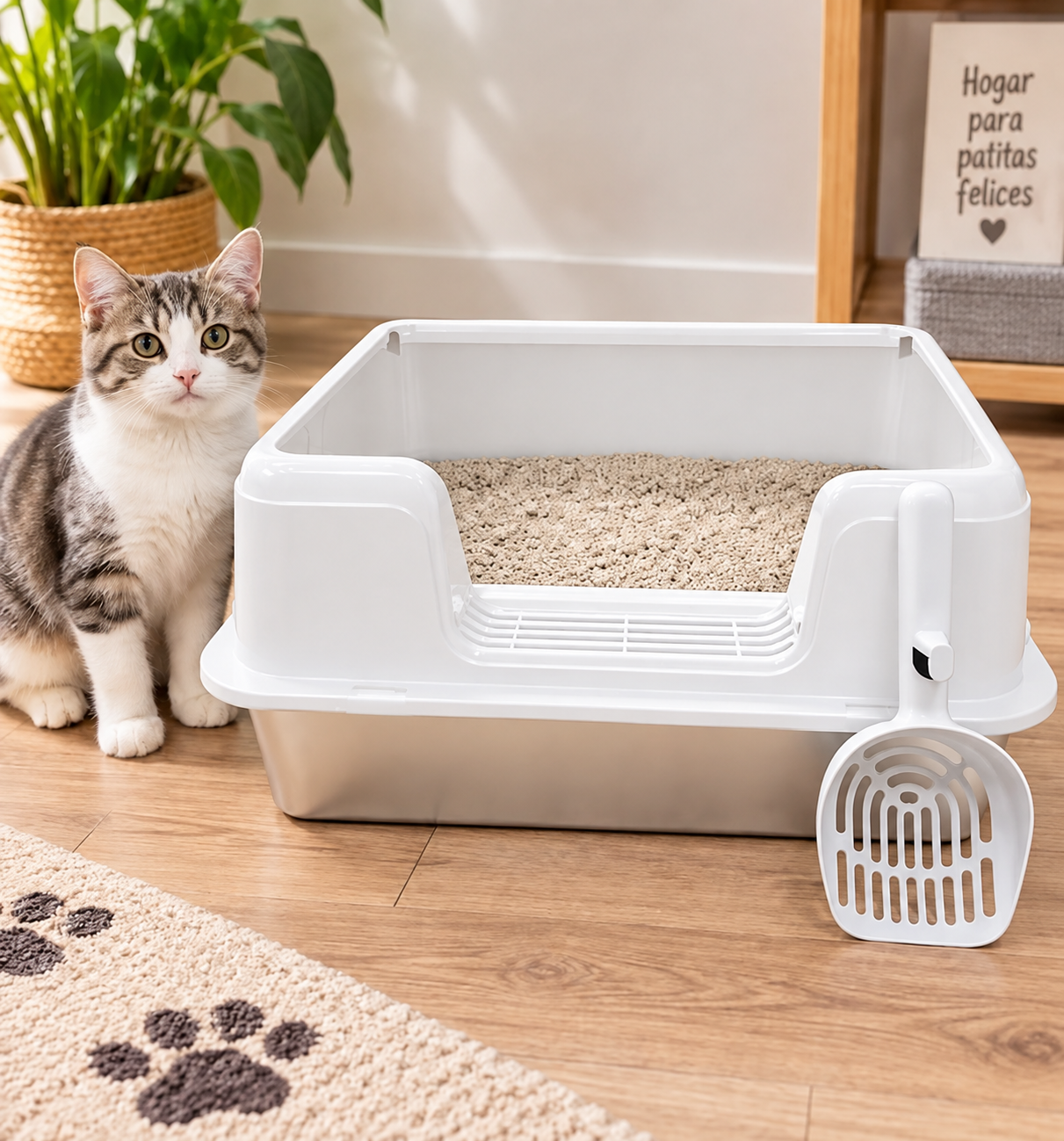Bandeja Sanitaria para Gatos de Acero 50 cm con Pala - Imagen 2