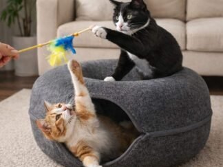 Cama TĂşnel Circular para Gatos de Fieltro 55x27cm
