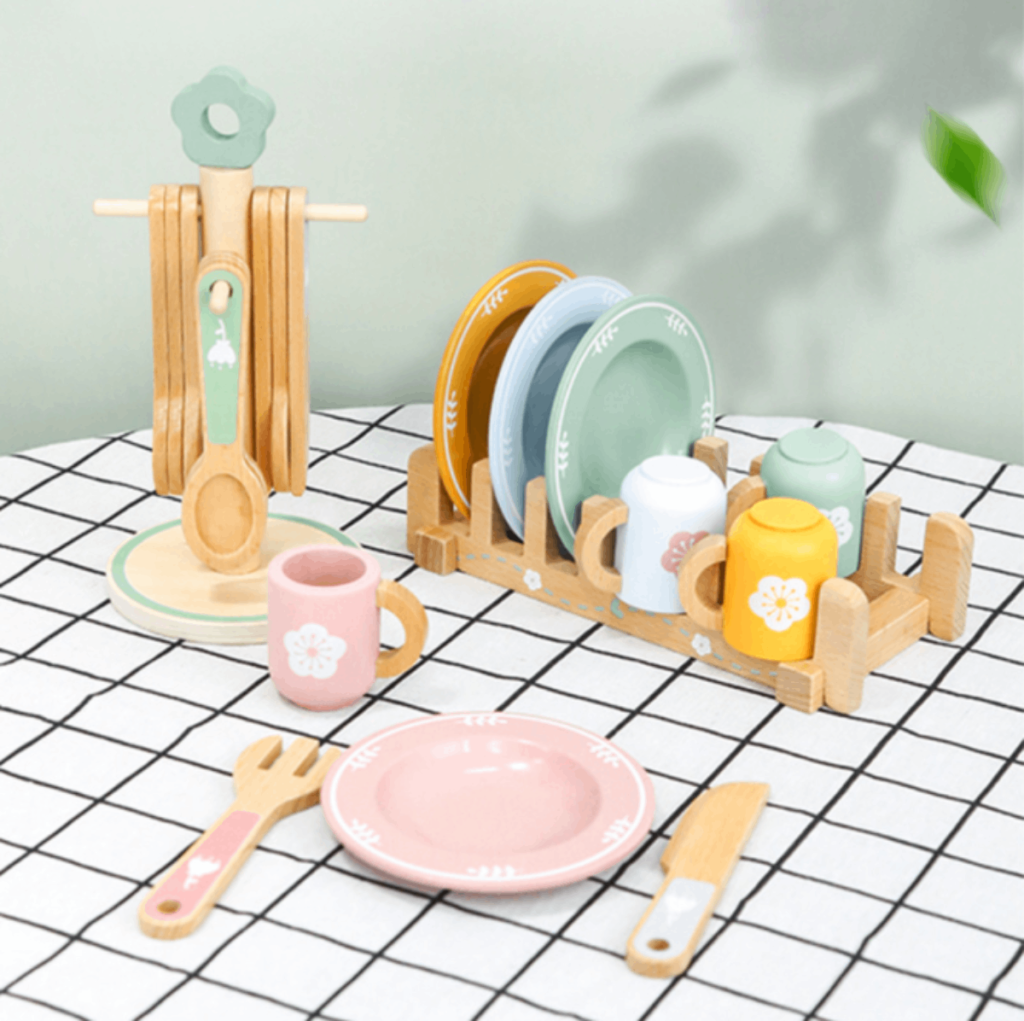 Juego Cocina Madera Montessori Kabi Con Accesorios