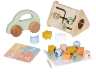 Set Juguetes Didácticos De Madera Bebés +12 Meses